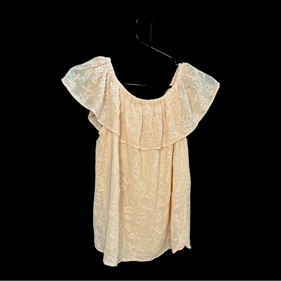 Lucky Brand Off-The-Shoulder Blouse with Embroidery Light Pink Size Medium - Picture 2 of 6